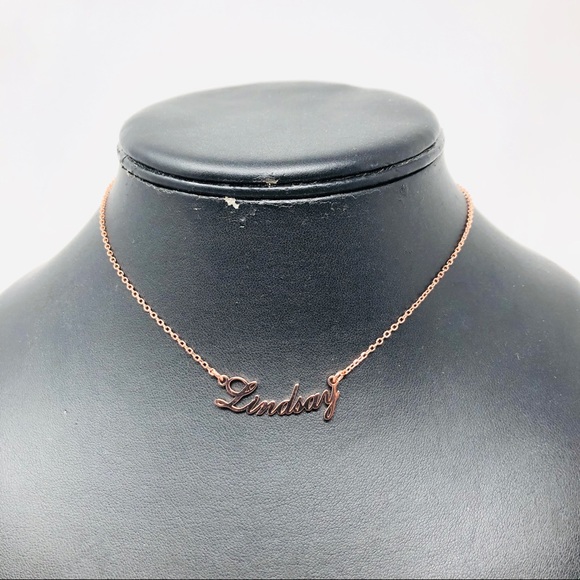 “LINDSAY” rose gold sterling silver name necklace, NWOT - Picture 5 of 6